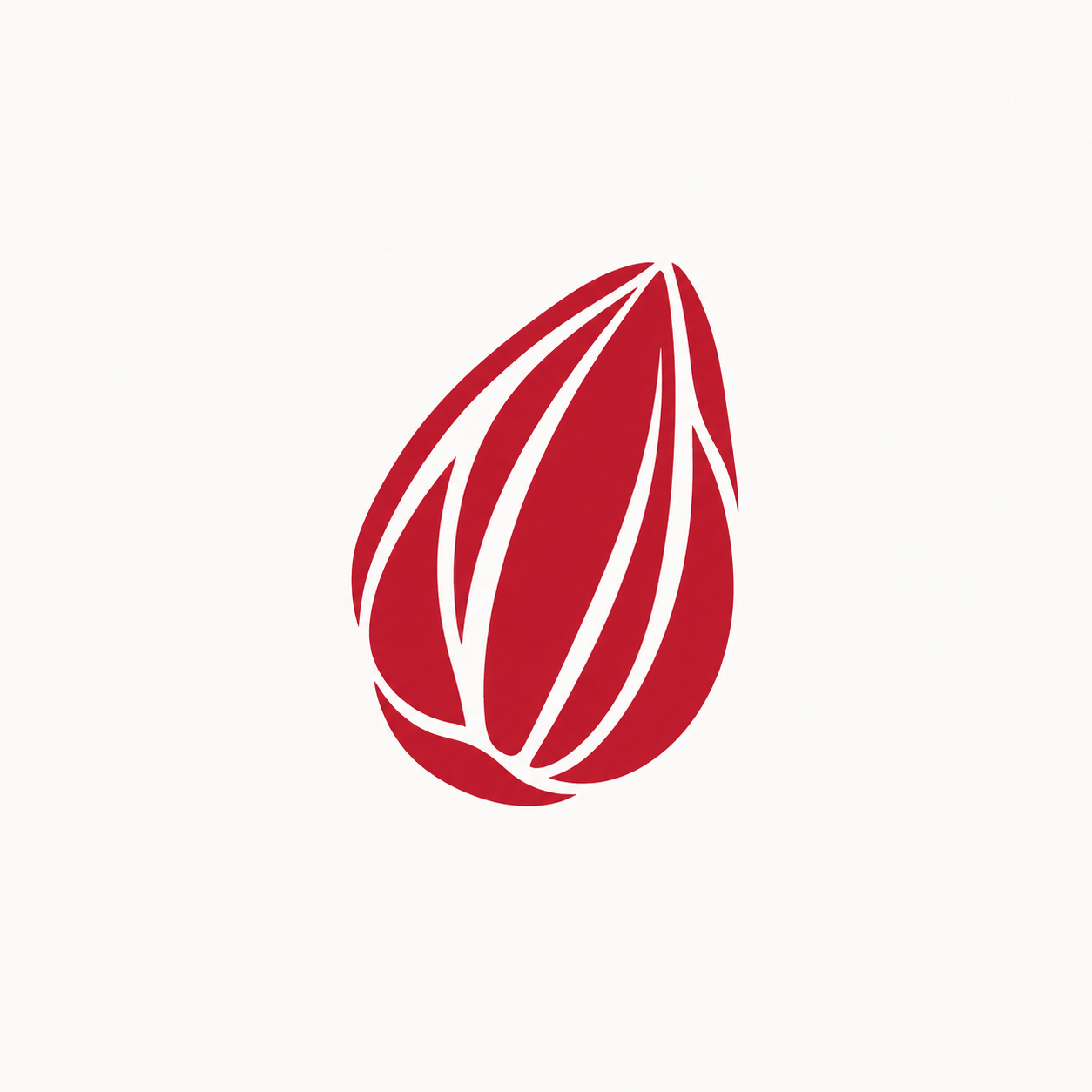 A single closed rose seed pod drawn in red, the Seed stage
