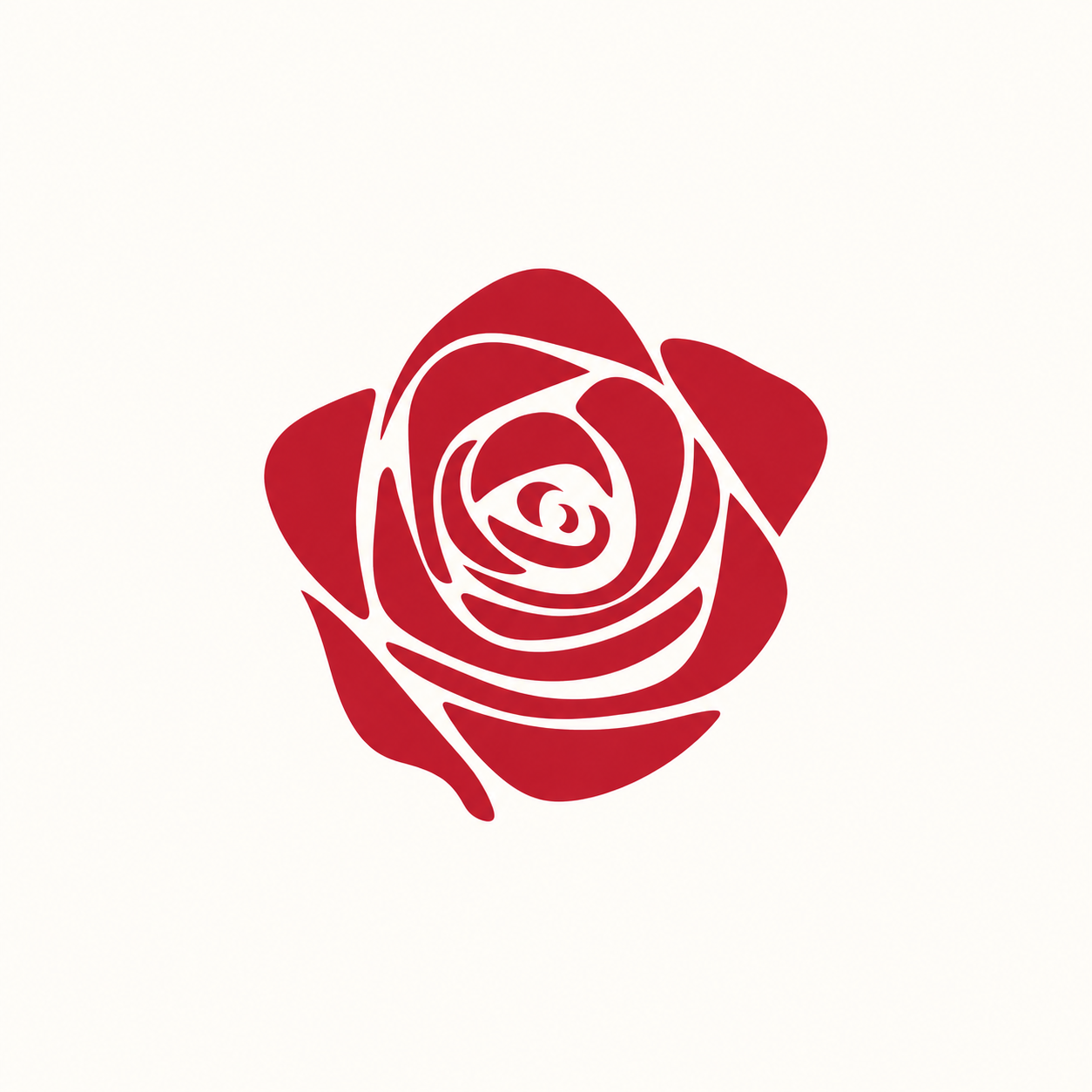 A fully open red rose seen from above, the Bloom stage